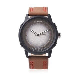 STRADA Watch Brown Faux Leather Straps